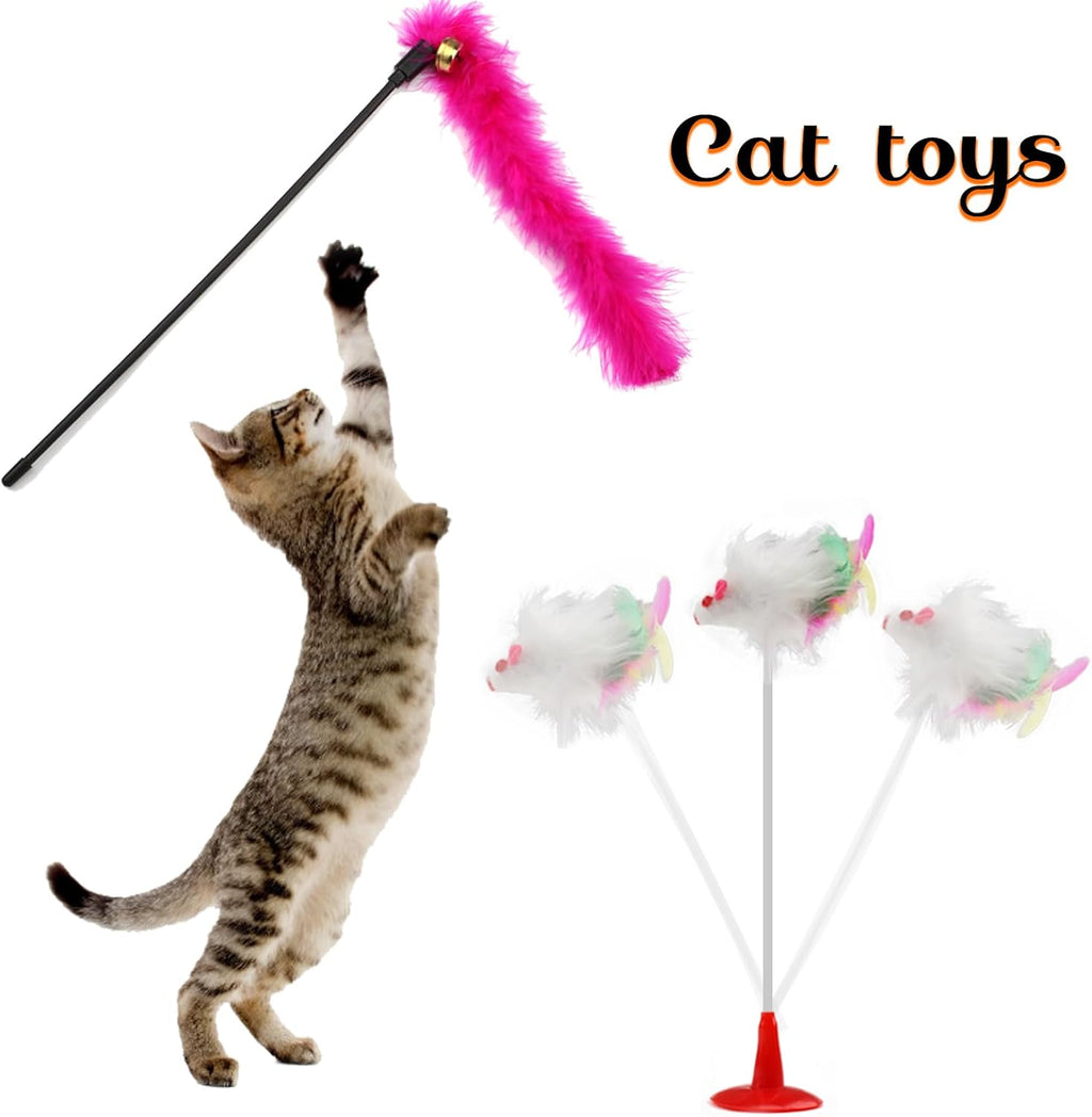 32 Packs Cat Toys Variety Pack for Cat, Cat Balls with Bells, Cat Feather Toy, Cat Mouse Toys, Cat Crinkle Balls, Catnip Toys for Indoor Cats Kittens, Kitten Toys Assortments
