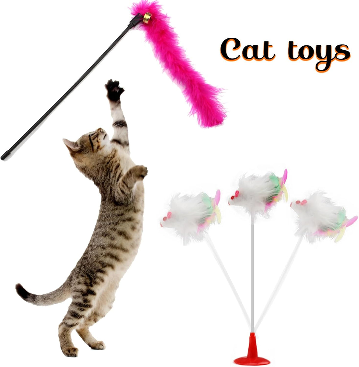 32 Packs Cat Toys Variety Pack for Cat, Cat Balls with Bells, Cat Feather Toy, Cat Mouse Toys, Cat Crinkle Balls, Catnip Toys for Indoor Cats Kittens, Kitten Toys Assortments