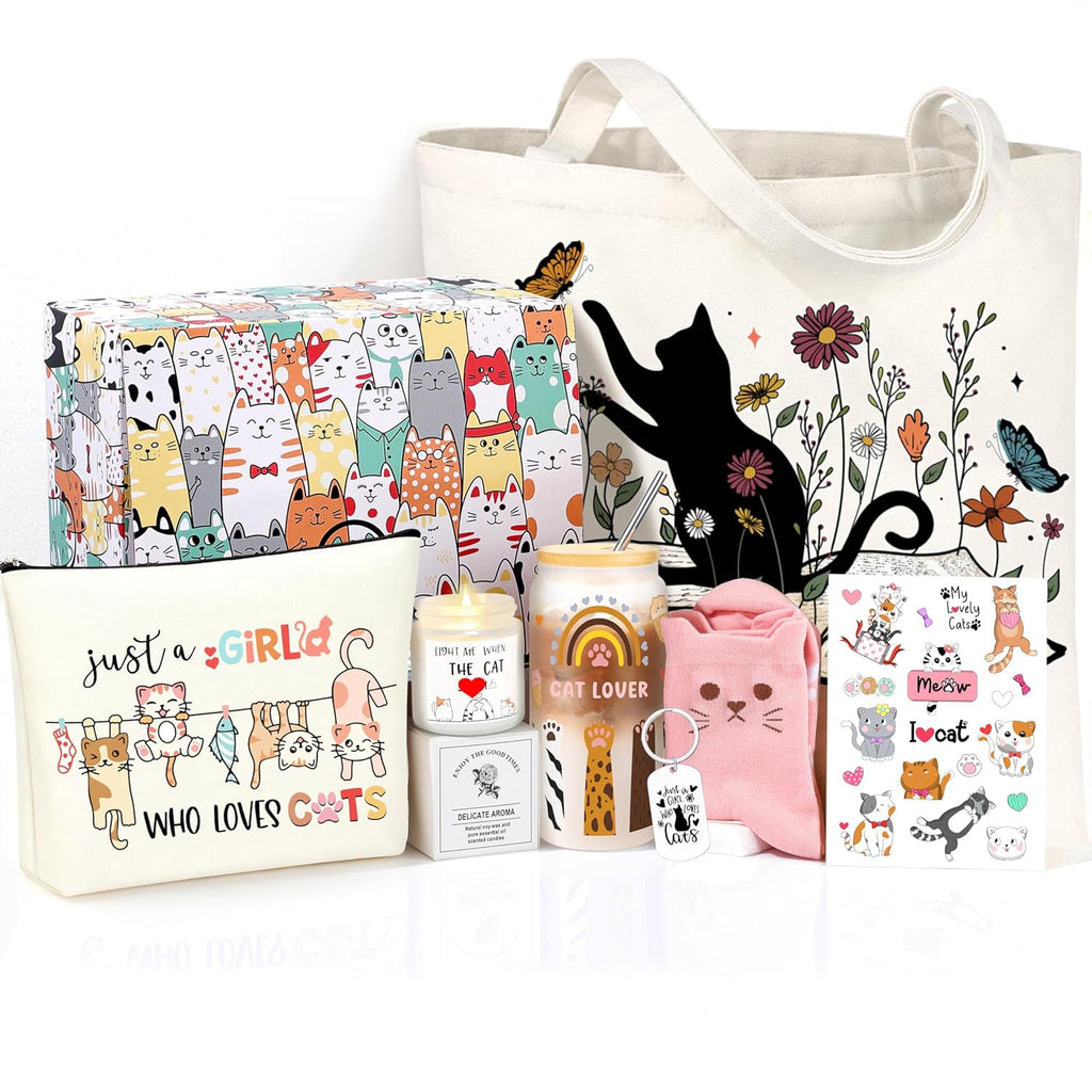 Cat Lover Gifts for Women, Gifts for Cat Lovers, Cats Themed Gift Set of 7