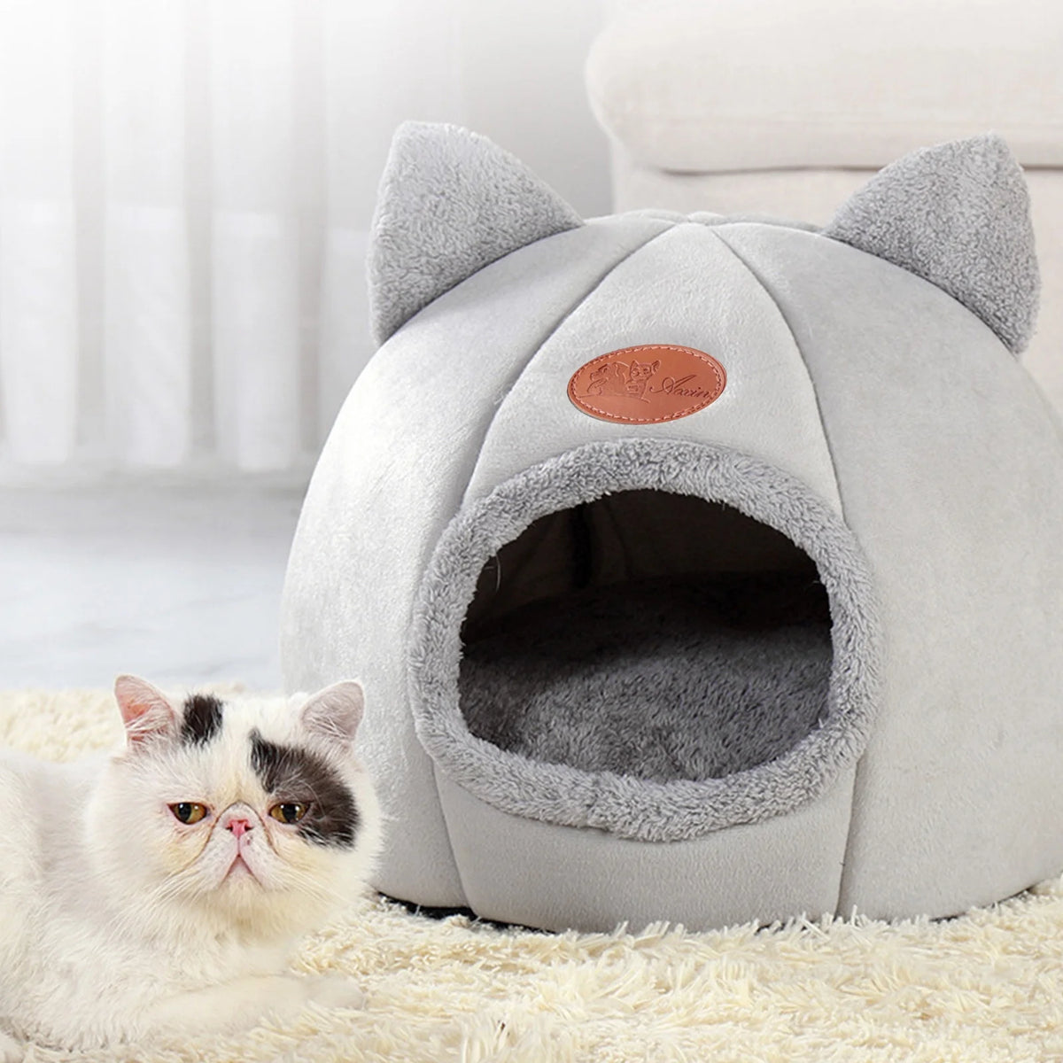 Warm Pet Cave Indoor Cat House Soft Cat Tent Bed Cute Cat Cubby Cozy Dog House Bed Pet Supplies 2025