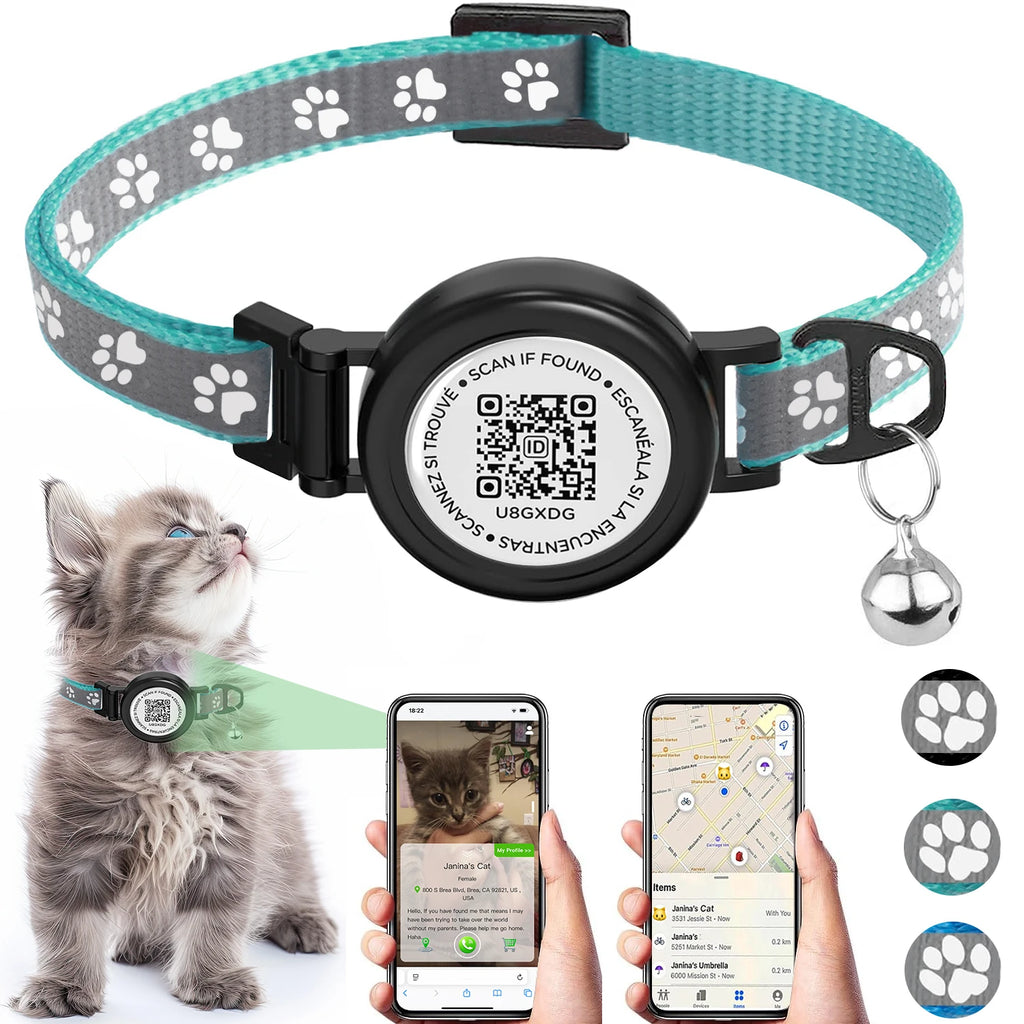 Waterproof Airtag Cat Collar with Tracker Protection Holder for Apple Tag, Kitten Collars Breakaway with Bell for Cats Puppy