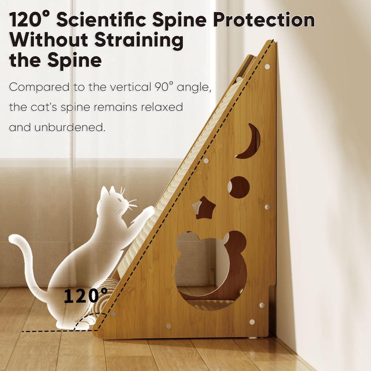 ​Cat Scratcher with Nest - Non-Shedding Vertical Cat Scratching Post, Cat Board Scratcher with 3 Sisal Balls for Indoor Cats, Reliable Wall Mounting