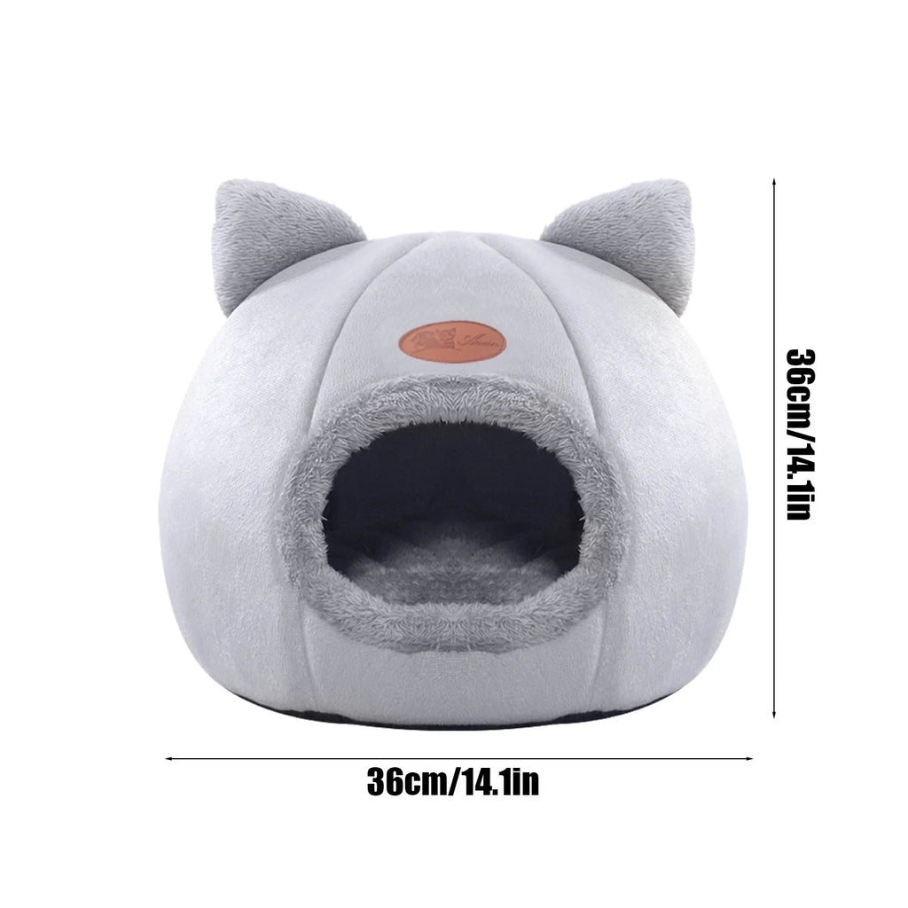 Warm Pet Cave Indoor Cat House Soft Cat Tent Bed Cute Cat Cubby Cozy Dog House Bed Pet Supplies Black of Friday