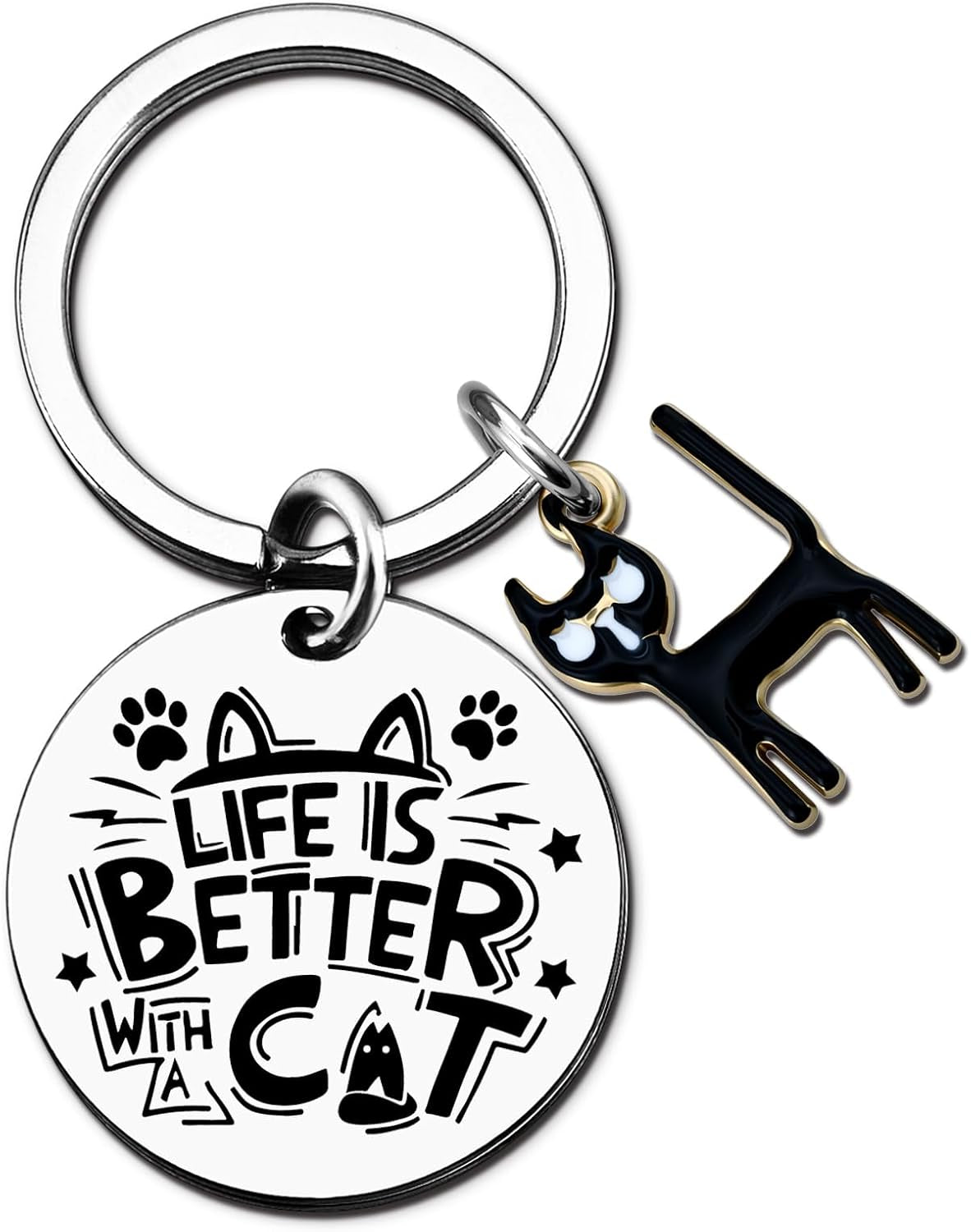 Cat Mom Keychain Black Cat Gifts for Cat Lover