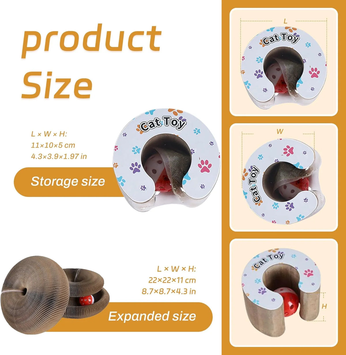 Xekoro 2 PCS Kitty Kurlz Cat Toy Magic Organ Cat Scratching Board Toy Kitty Curlz Foldable Accordion Cats Toy