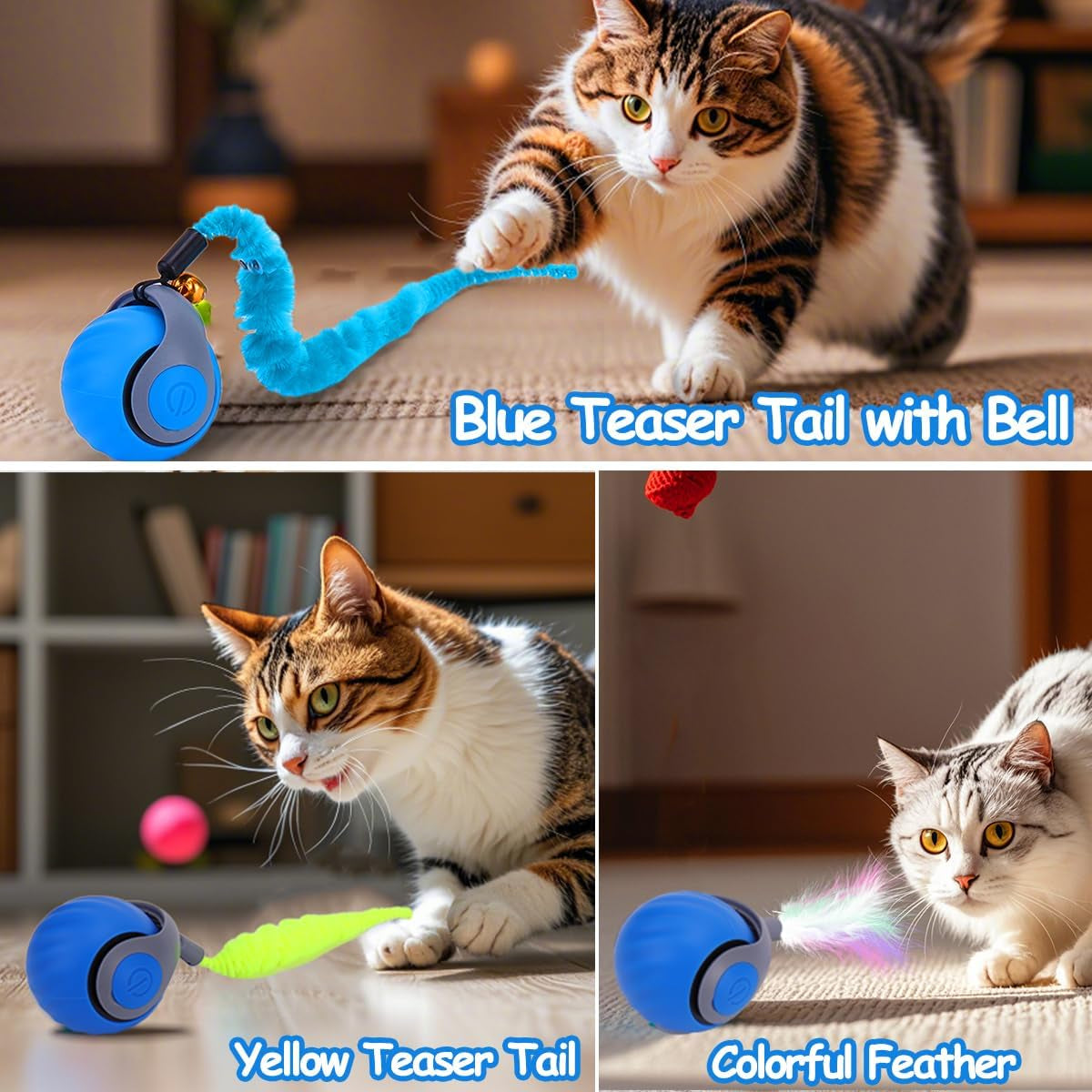 Interactive Cat Toy Ball, Rechargeable Cat Toys for Indoor Cats
