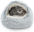 Cat Bed Hooded Cat Beds for Indoor Cats or Small Dogs | Warm Soft Plush Comfortable Removable Washable with Non-Slip Bottom