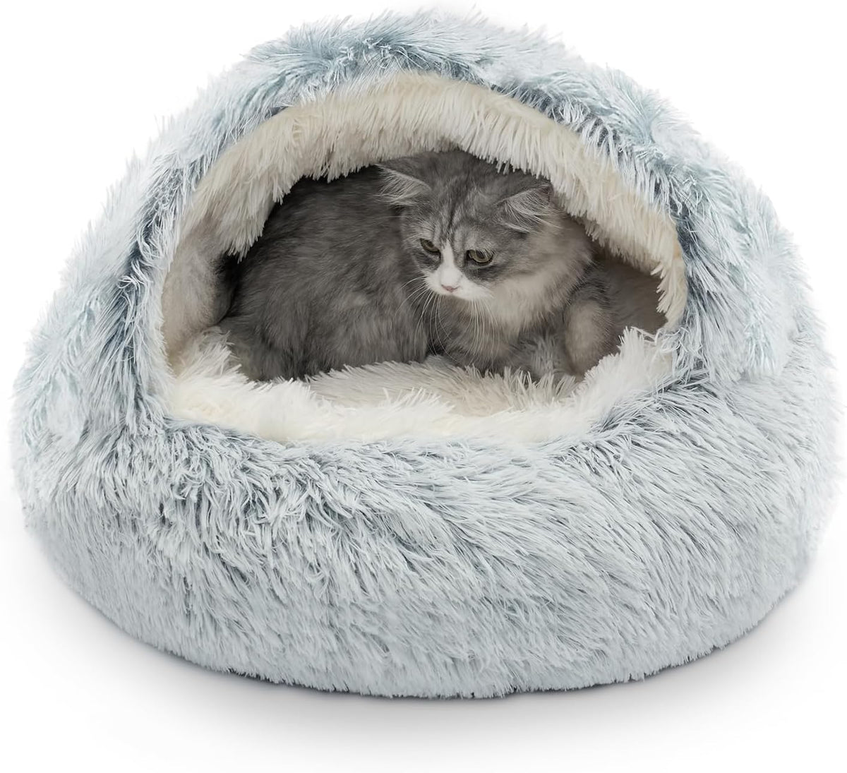 Cat Bed Hooded Cat Beds for Indoor Cats or Small Dogs | Warm Soft Plush Comfortable Removable Washable with Non-Slip Bottom