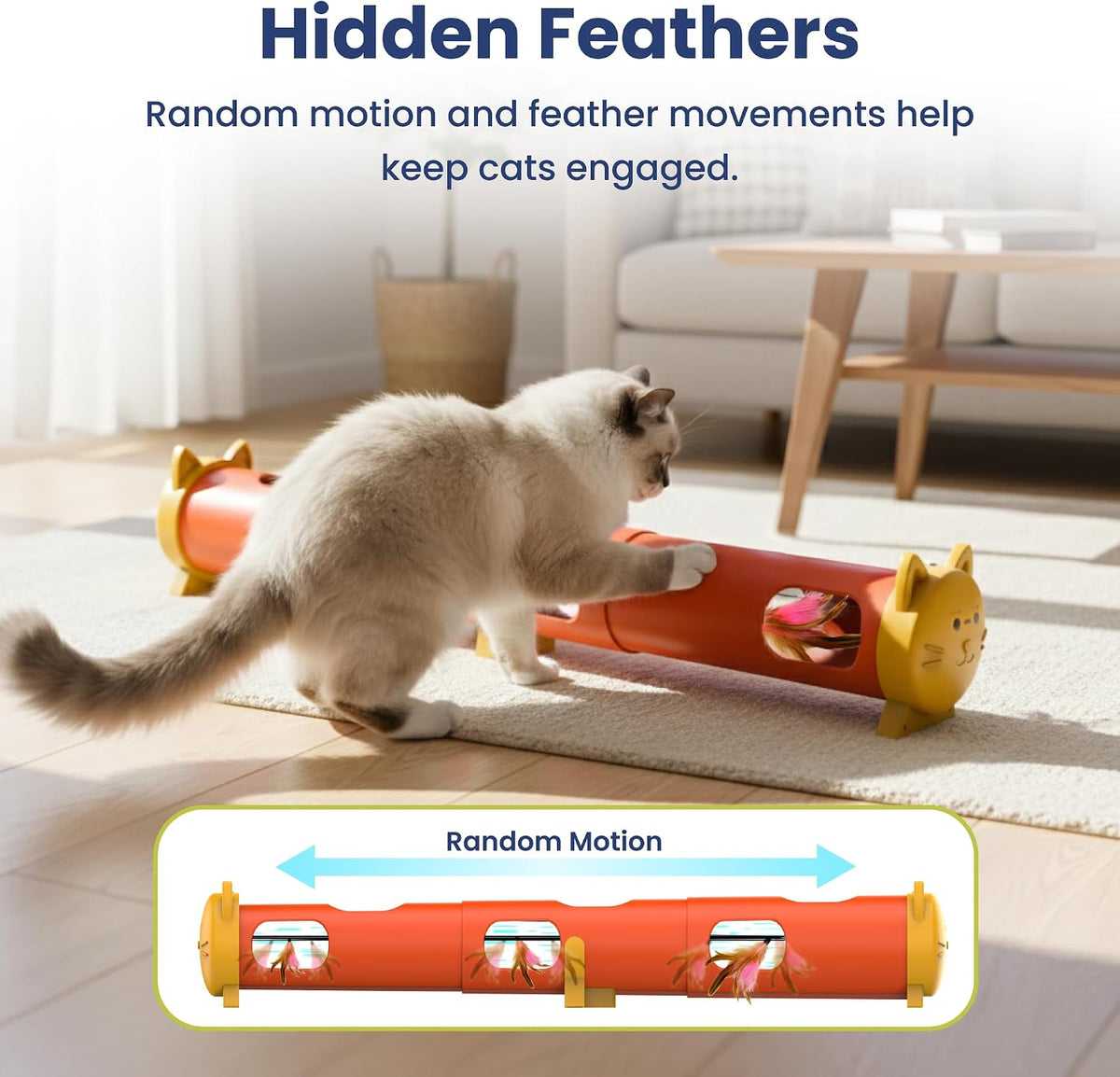 Electric Feather Teaser Tube Cat Toy, Interactive Automatic Cat Toy