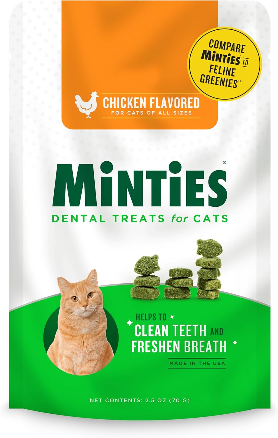 Dental Treats for Cats, Chicken Flavor, 2.5 Oz