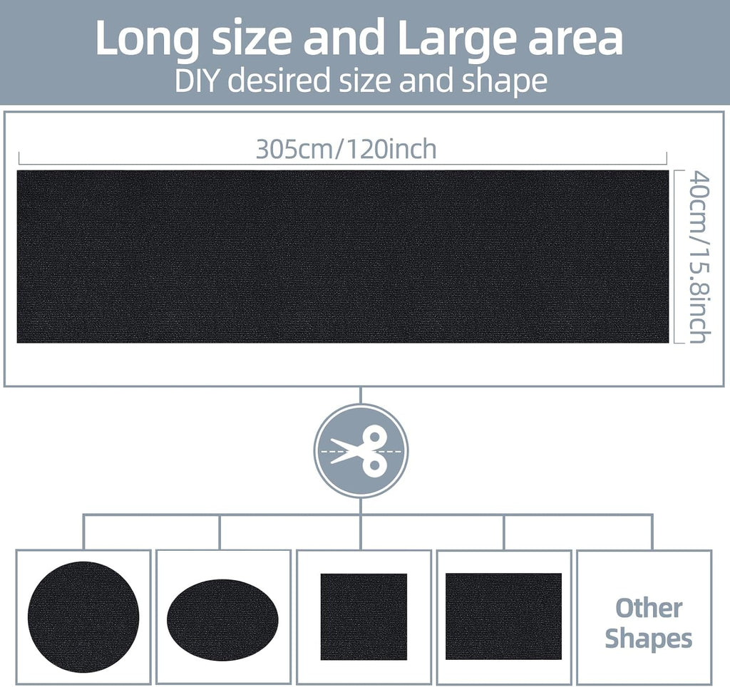 Cat Scratch Mat 120"X15.8", Cat Scratch Pad, Cat Couch Protector (Black)