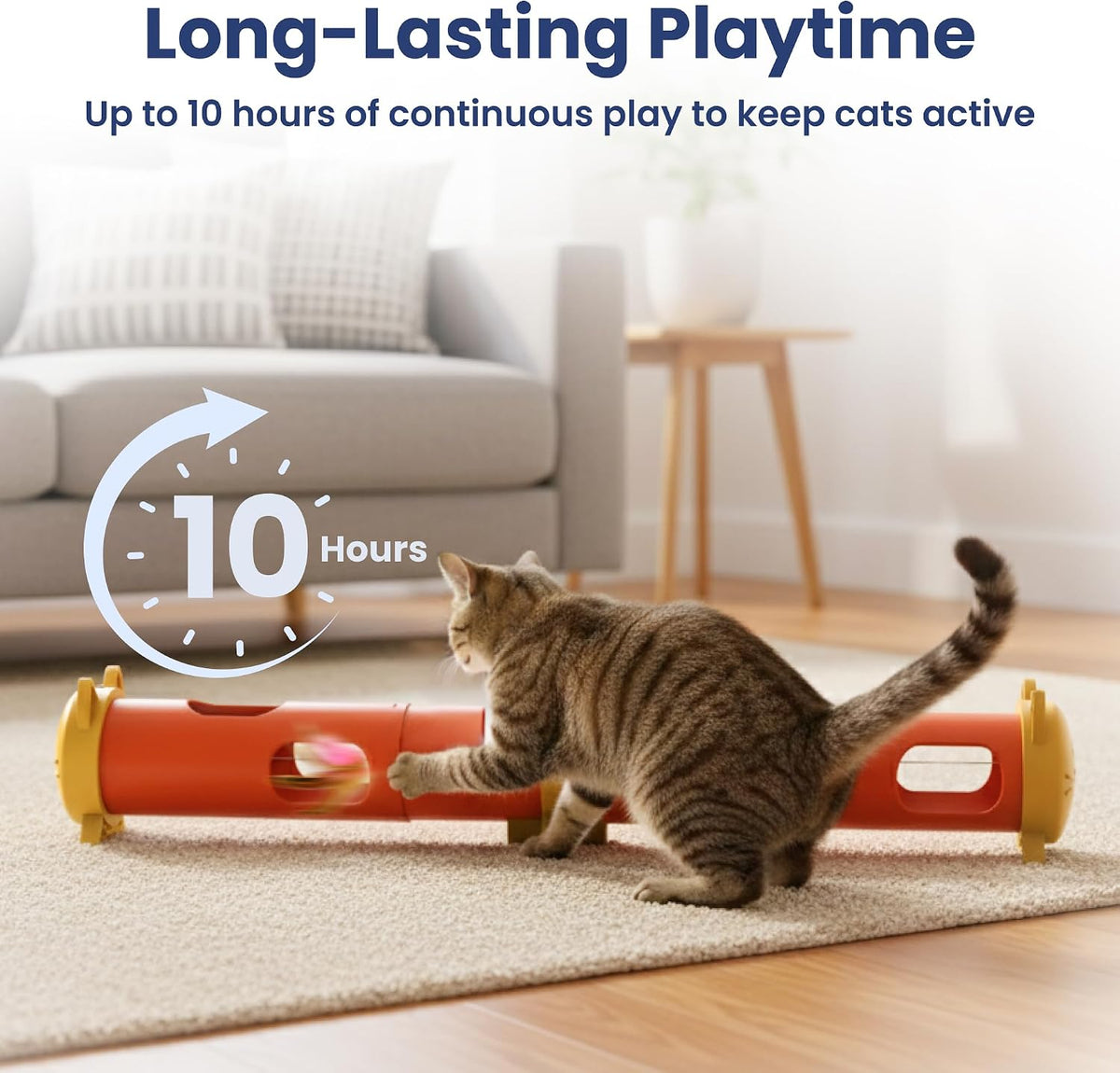Electric Feather Teaser Tube Cat Toy, Interactive Automatic Cat Toy