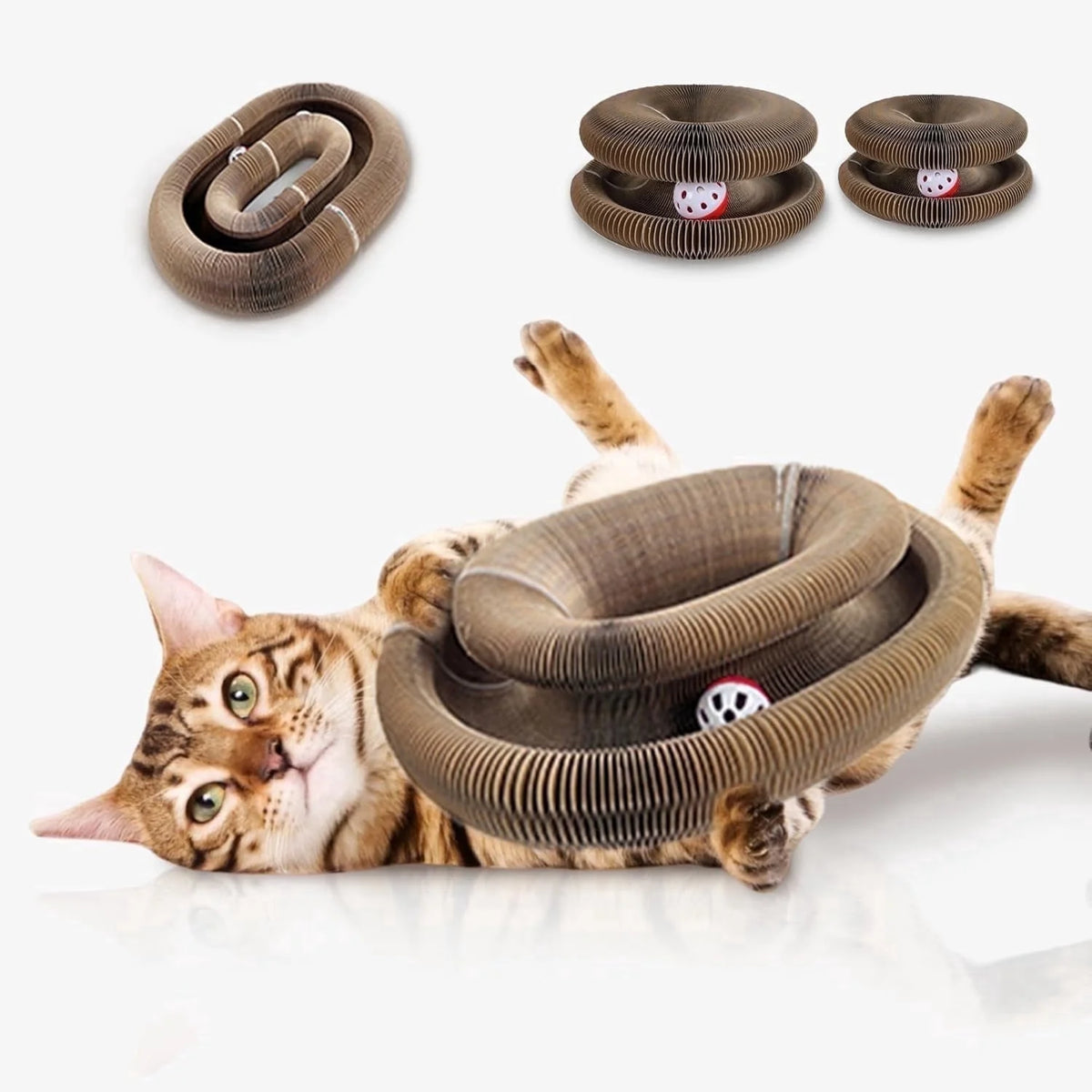 Xekoro 2 PCS Kitty Kurlz Cat Toy Magic Organ Cat Scratching Board Toy Kitty Curlz Foldable Accordion Cats Toy