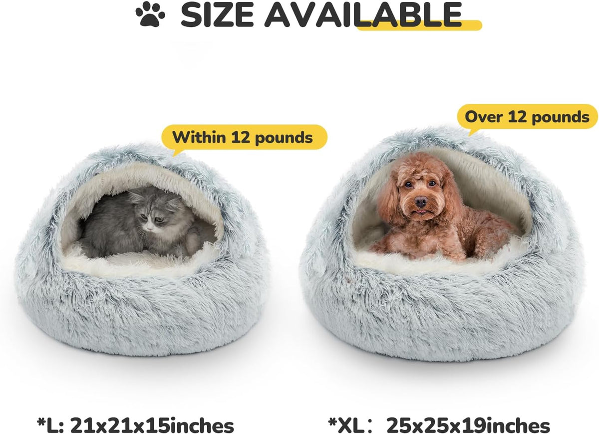 Cat Bed Hooded Cat Beds for Indoor Cats or Small Dogs | Warm Soft Plush Comfortable Removable Washable with Non-Slip Bottom
