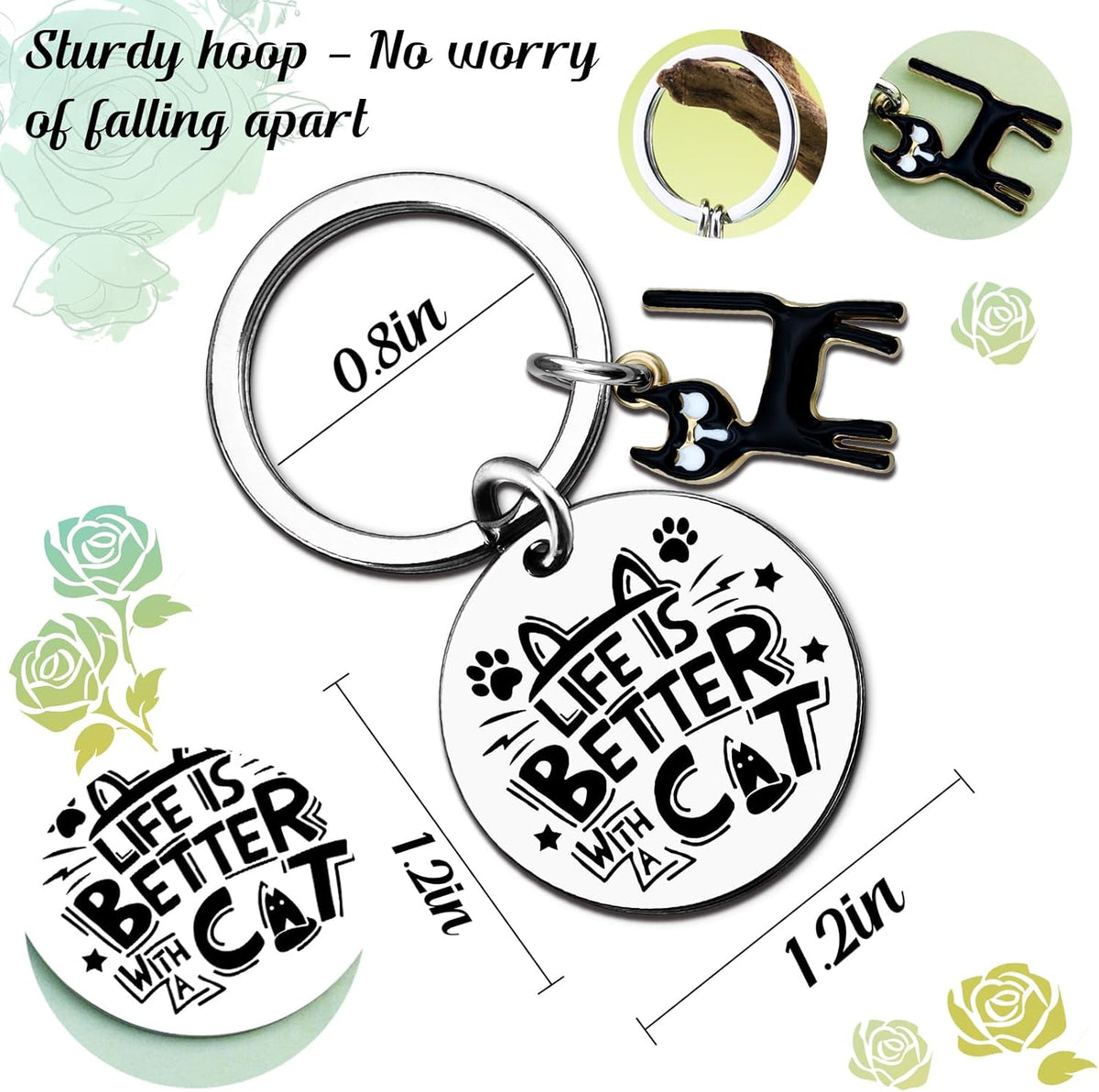Cat Mom Keychain Black Cat Gifts for Cat Lover