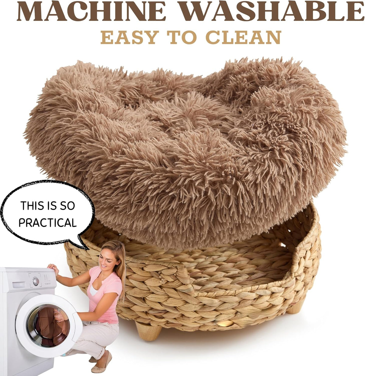 Cat Luxury Cat Bed for Indoor Cats, Plush Furniture for Comfort and Relaxation, Soft Covered Nest for Cats, Washable Warm Design with Modern Zen Style