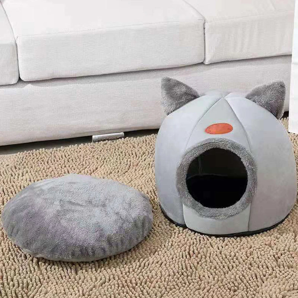 Warm Pet Cave Indoor Cat House Soft Cat Tent Bed Cute Cat Cubby Cozy Dog House Bed Pet Supplies Black of Friday