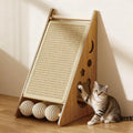 ​Cat Scratcher with Nest - Non-Shedding Vertical Cat Scratching Post, Cat Board Scratcher with 3 Sisal Balls for Indoor Cats, Reliable Wall Mounting