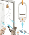 Remote Control Door Hanging Auto-Rebound Cat Toy,Customizable Length Adjustable Cat Teaser Toy, Interactive Pet Play Toy with 3 Plush Mice