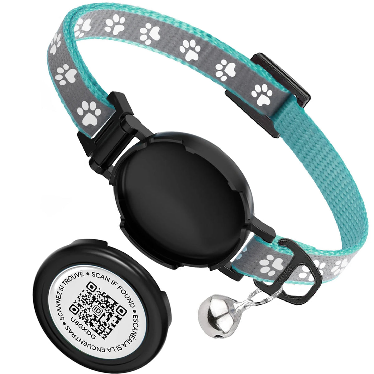 Waterproof Airtag Cat Collar with Tracker Protection Holder for Apple Tag, Kitten Collars Breakaway with Bell for Cats Puppy