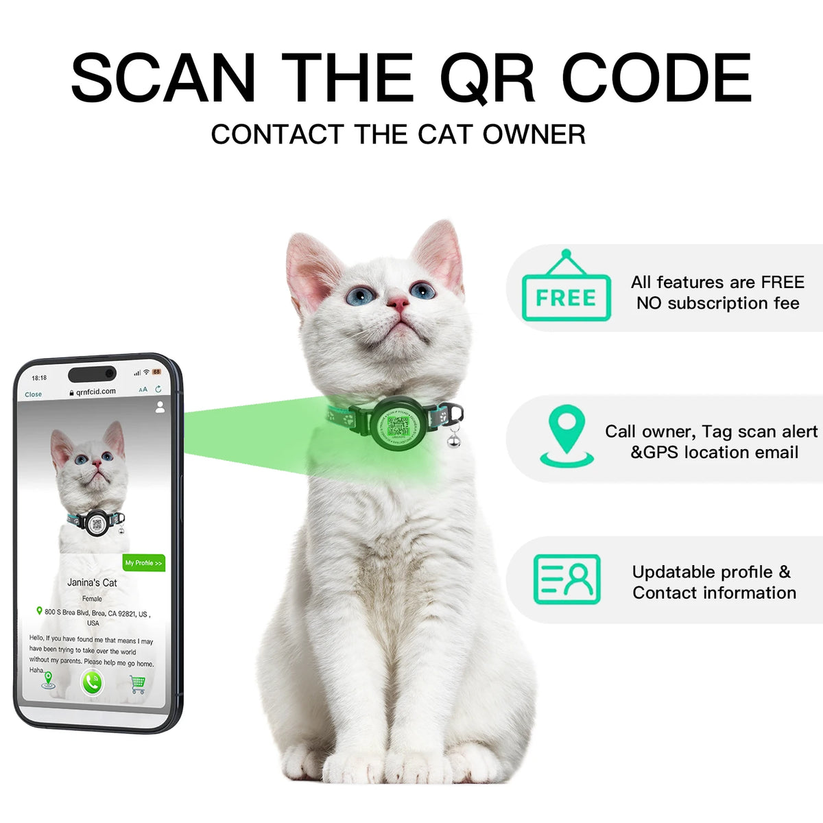 Waterproof Airtag Cat Collar with Tracker Protection Holder for Apple Tag, Kitten Collars Breakaway with Bell for Cats Puppy