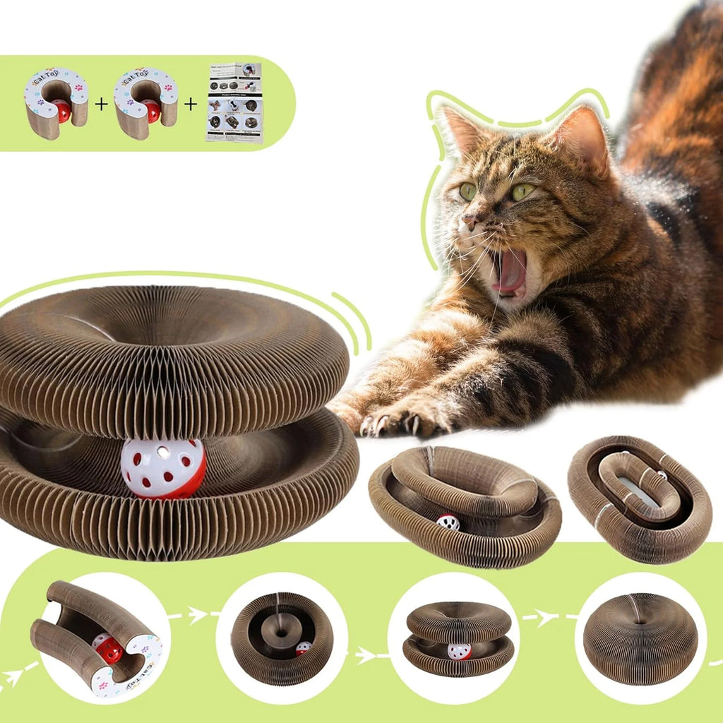 Xekoro 2 PCS Kitty Kurlz Cat Toy Magic Organ Cat Scratching Board Toy Kitty Curlz Foldable Accordion Cats Toy