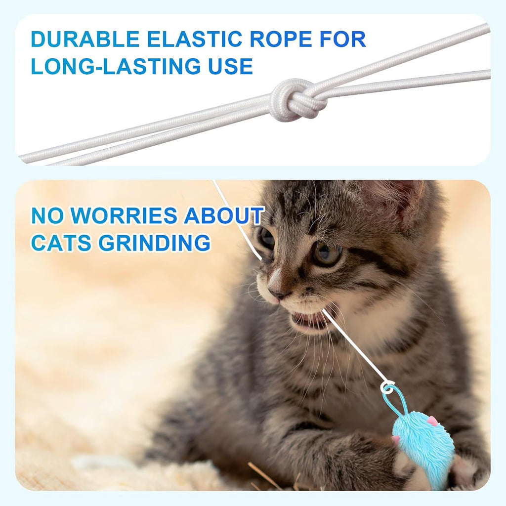 Remote Control Door Hanging Auto-Rebound Cat Toy,Customizable Length Adjustable Cat Teaser Toy, Interactive Pet Play Toy with 3 Plush Mice