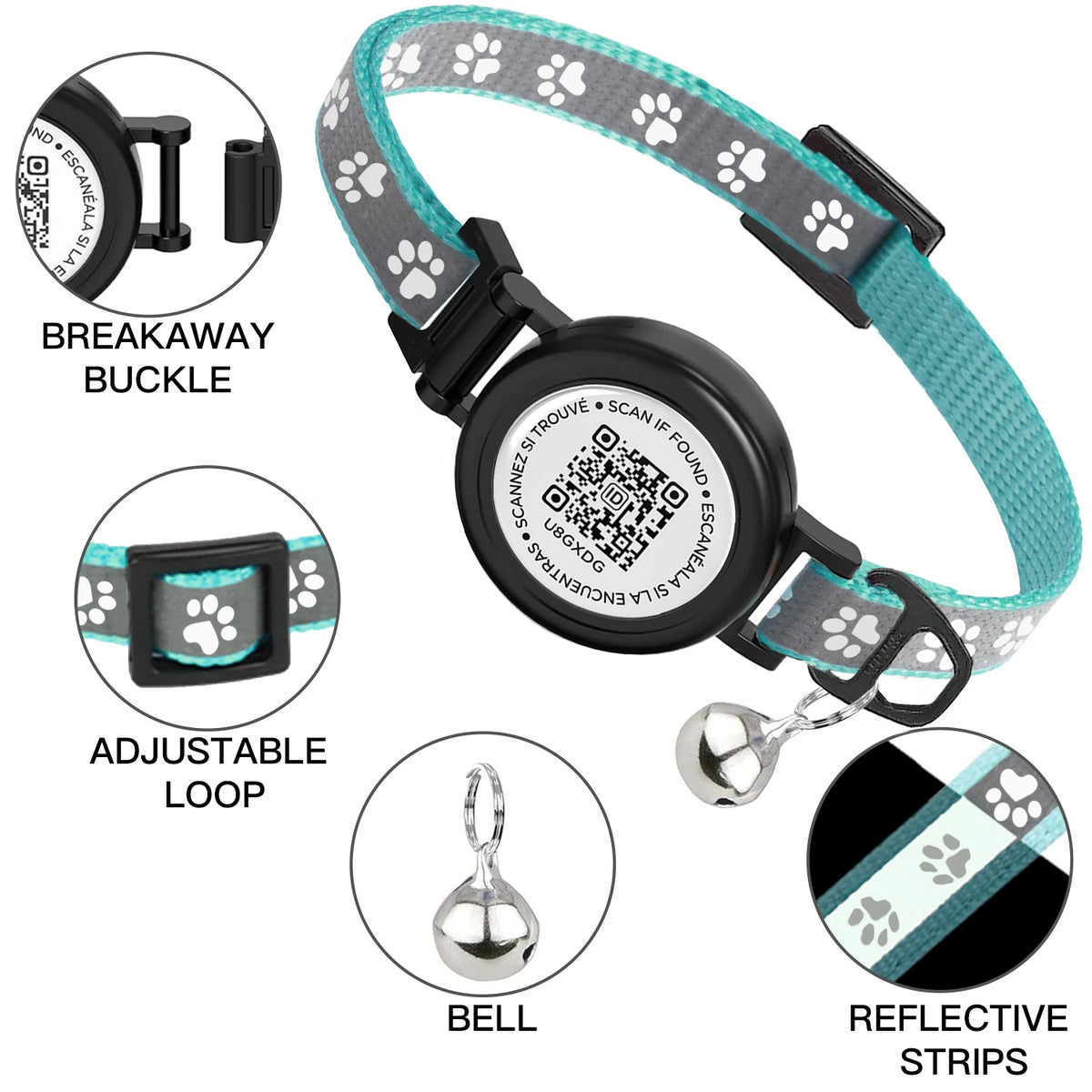 Waterproof Airtag Cat Collar with Tracker Protection Holder for Apple Tag, Kitten Collars Breakaway with Bell for Cats Puppy