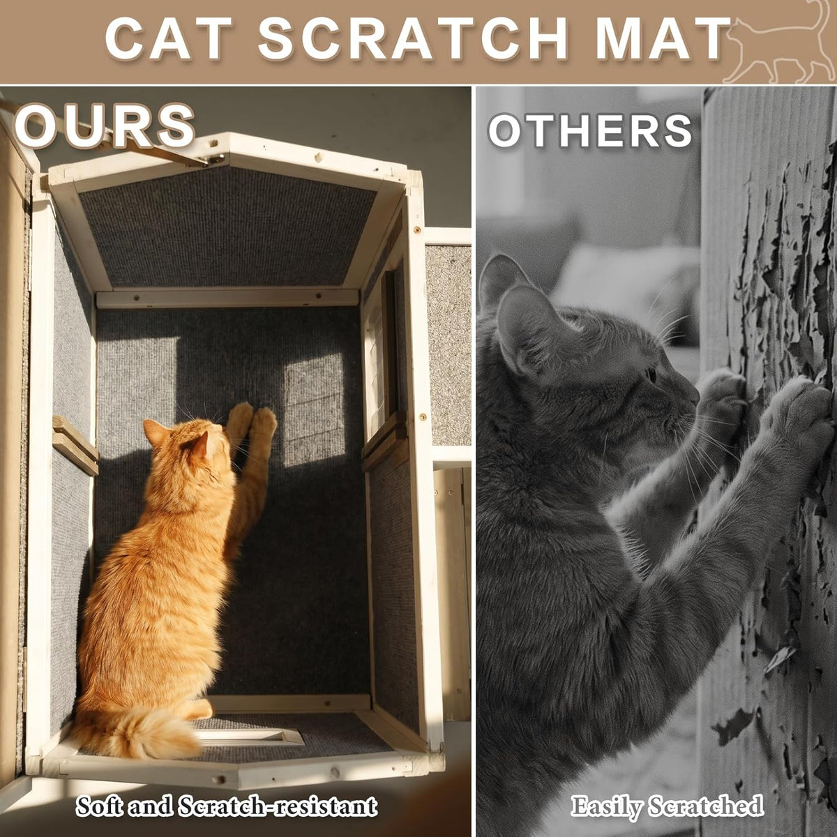 Outdoor Cat House – Weatherproof Wooden Shelter with Elevated Base, Balcony & Openable Roof, 2-Story Cozy Condo with Built-In Cat Scratch Mat for Small, Feral, or Community Cats