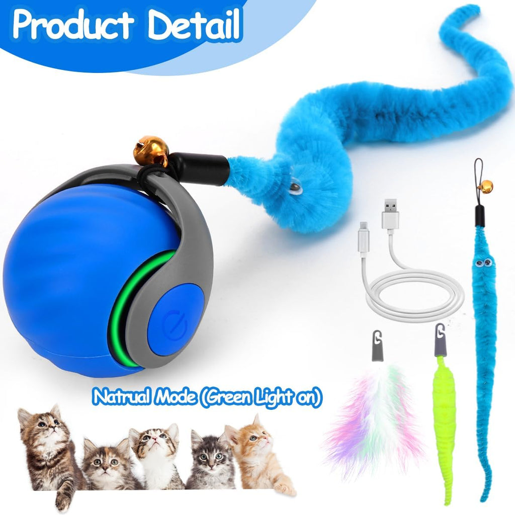Interactive Cat Toy Ball, Rechargeable Cat Toys for Indoor Cats