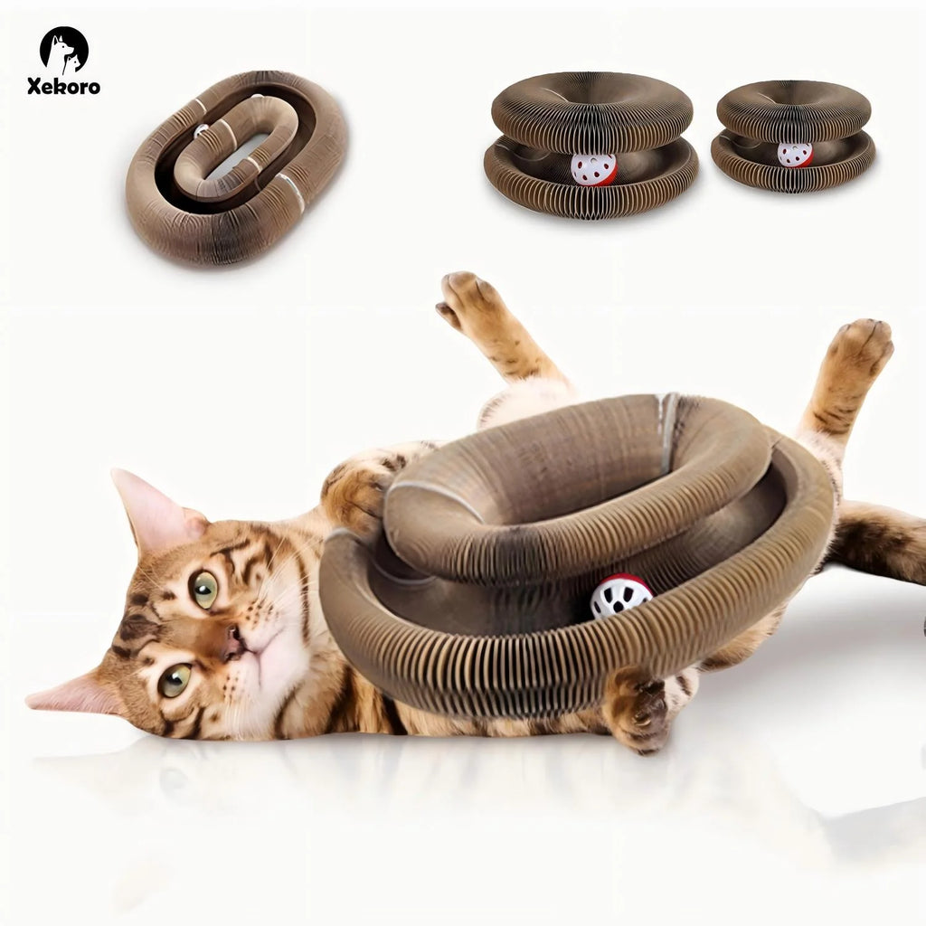 Xekoro 2 PCS Kitty Kurlz Cat Toy Magic Organ Cat Scratching Board Toy Kitty Curlz Foldable Accordion Cats Toy