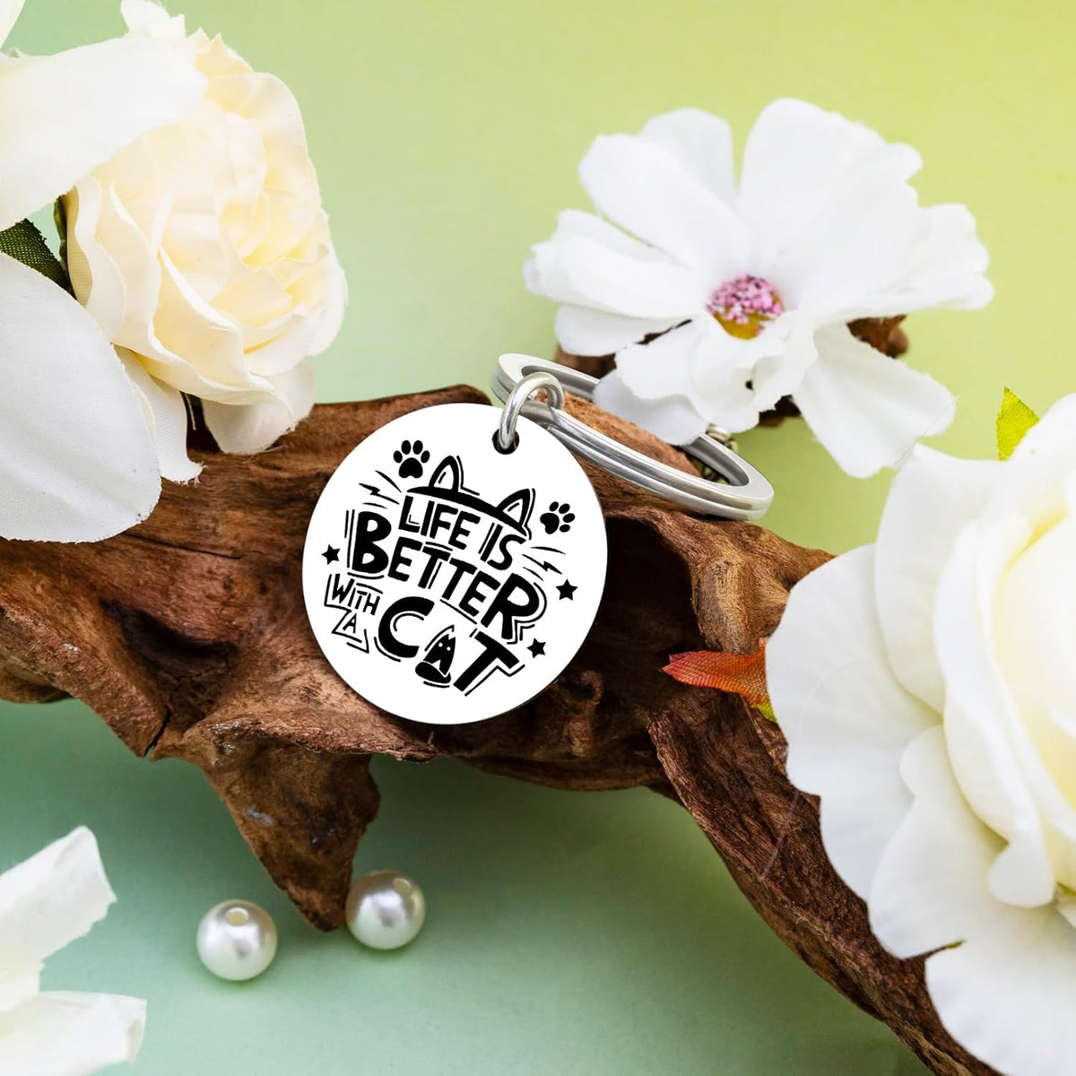 Cat Mom Keychain Black Cat Gifts for Cat Lover