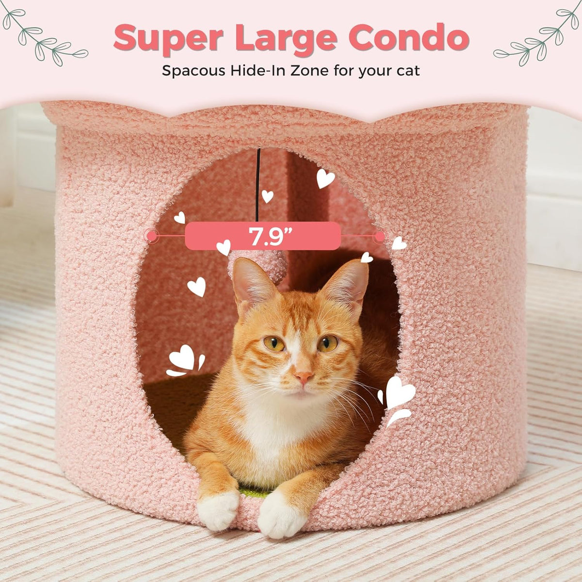 Cat Scratching Post, Mushroom Tall Cat Scratcher Featuring with Natural Sisal Scratching Poles+ Cat Beds for Indoor Cats, Large Cat House with Removable Flower Cat Bed
